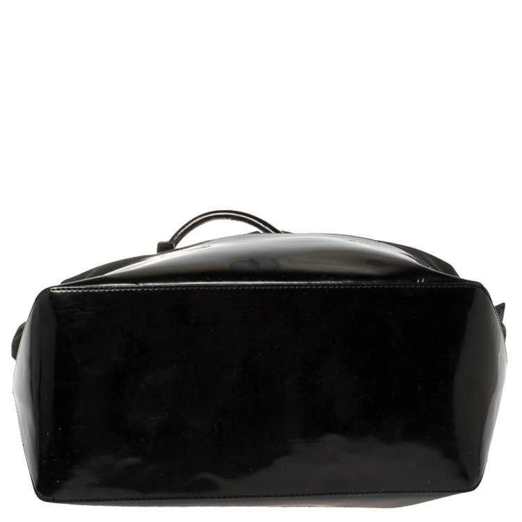 Pre Owned Ralph Lauren Black Patent Leather and Canvas Shopper Tote