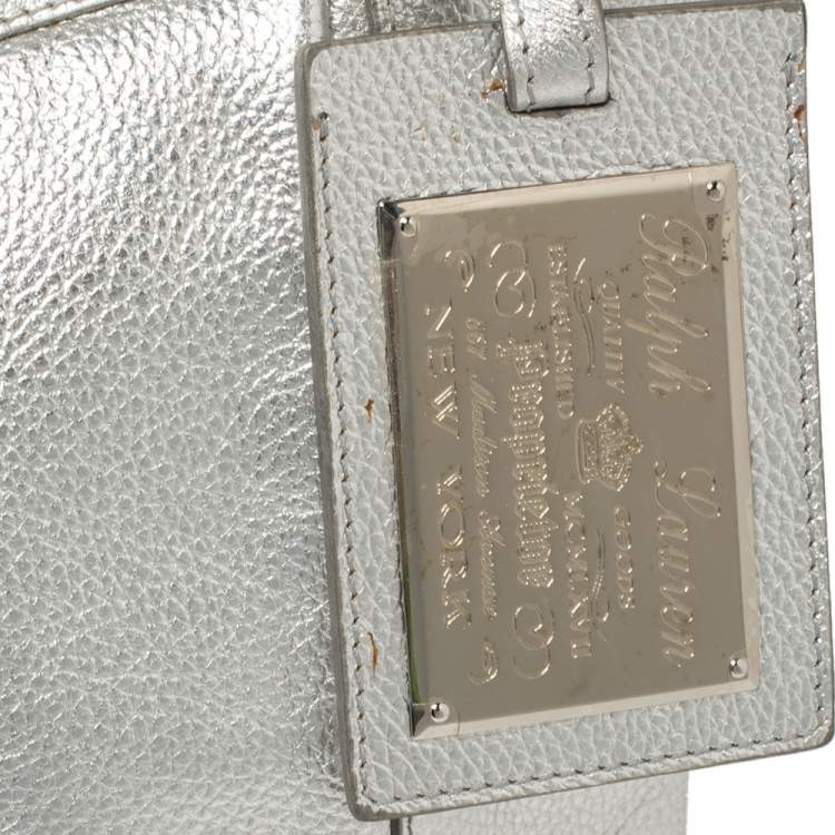 Pre Owned Ralph Lauren Silver Leather Buckle Handle Hobo