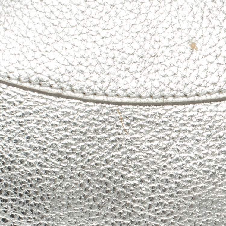 Pre Owned Ralph Lauren Silver Leather Buckle Handle Hobo