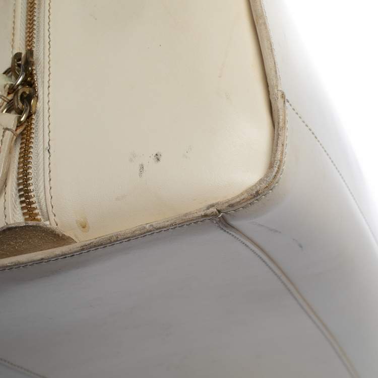 Pre Owned Ralph Lauren Cream White Leather Stirrup Boston Bag