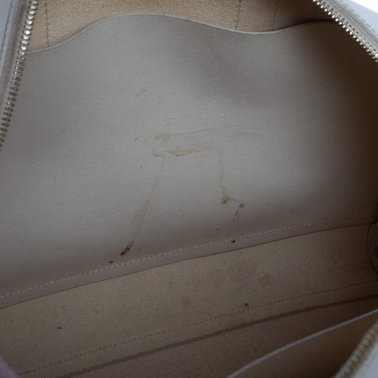 Pre Owned Ralph Lauren Cream White Leather Stirrup Boston Bag
