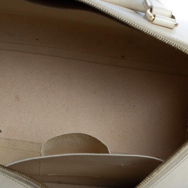 Pre Owned Ralph Lauren Cream White Leather Stirrup Boston Bag