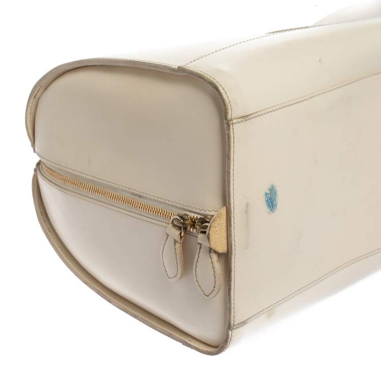 Pre Owned Ralph Lauren Cream White Leather Stirrup Boston Bag