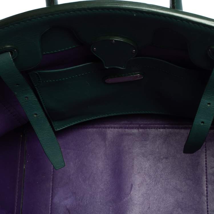 Pre Owned Ralph Lauren Green Leather Medium Ricky Tote