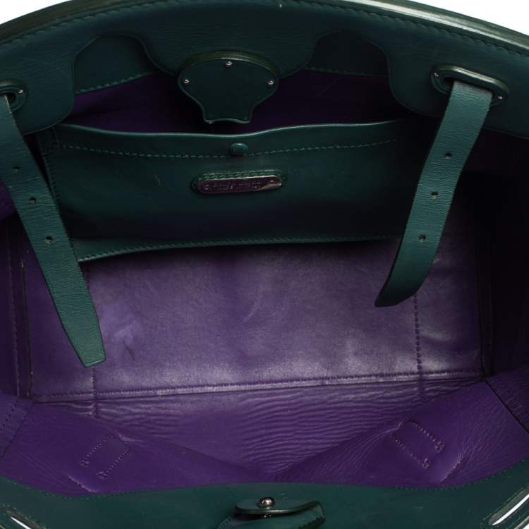 Pre Owned Ralph Lauren Green Leather Medium Ricky Tote