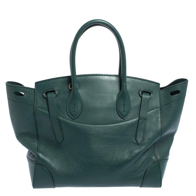 Pre Owned Ralph Lauren Green Leather Medium Ricky Tote