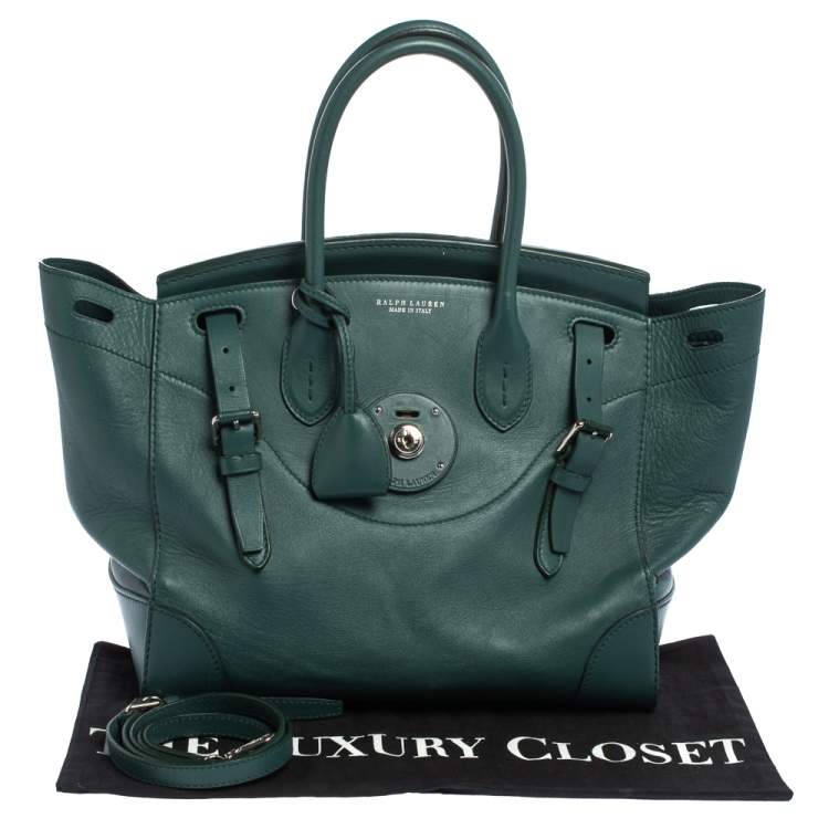 Pre Owned Ralph Lauren Green Leather Medium Ricky Tote