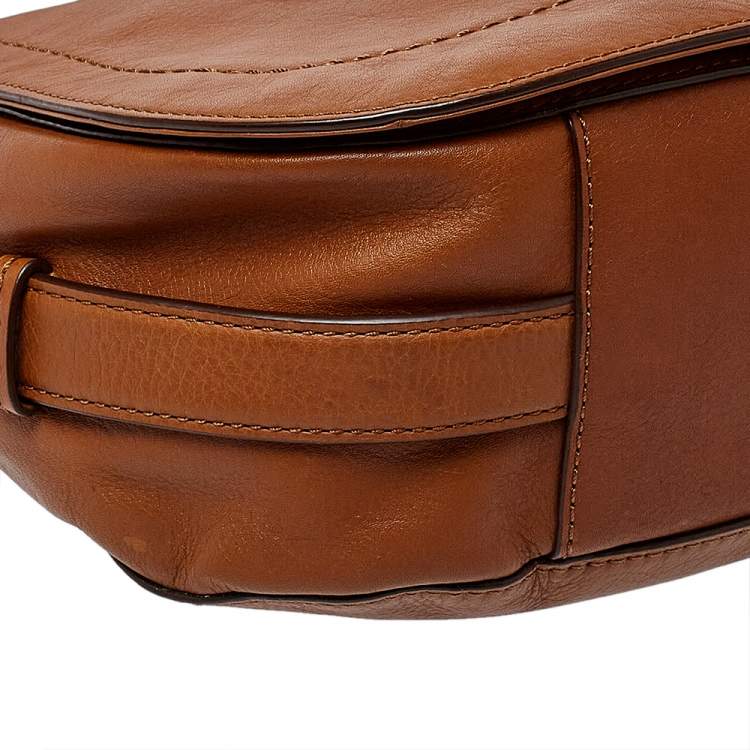 Pre Owned Lauren Ralph Lauren Brown Leather Messenger Bag