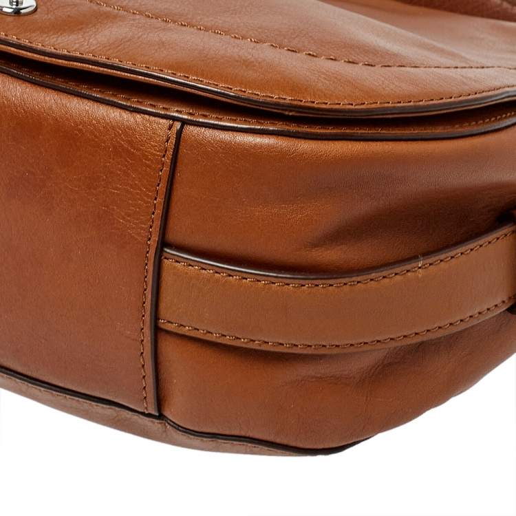 Pre Owned Lauren Ralph Lauren Brown Leather Messenger Bag