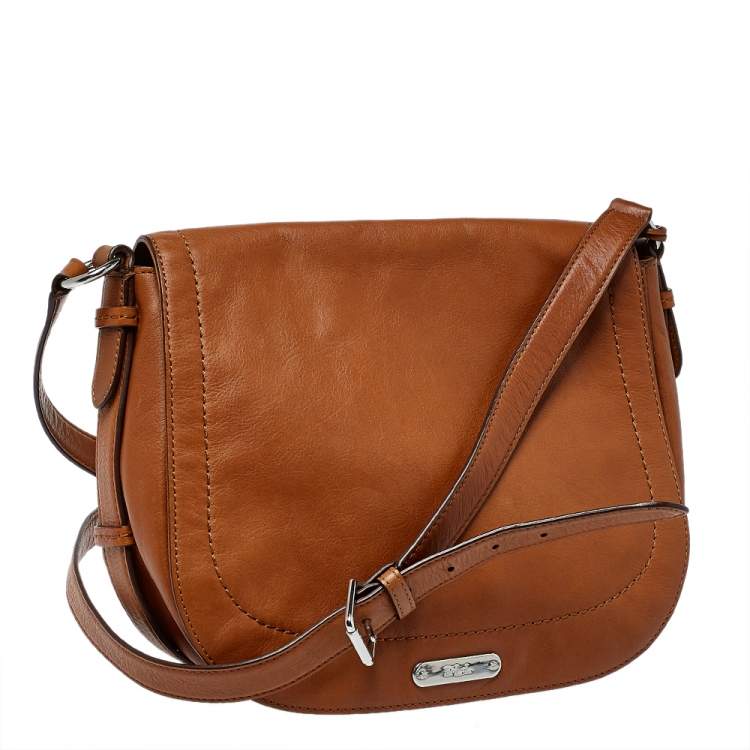 Pre Owned Lauren Ralph Lauren Brown Leather Messenger Bag