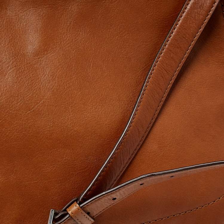 Pre Owned Lauren Ralph Lauren Brown Leather Messenger Bag