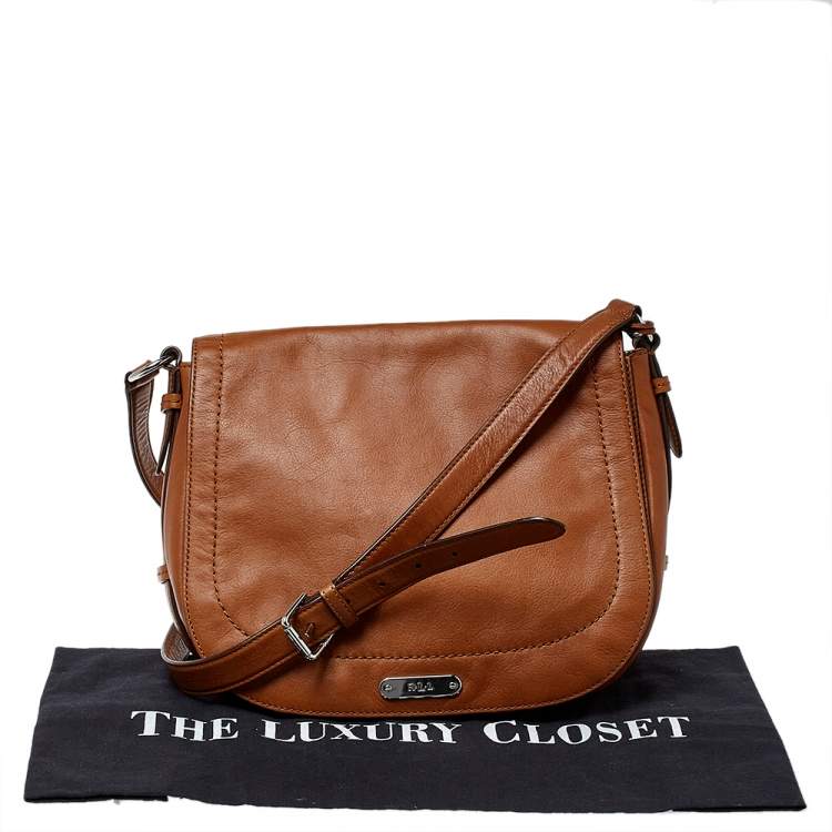 Pre Owned Lauren Ralph Lauren Brown Leather Messenger Bag