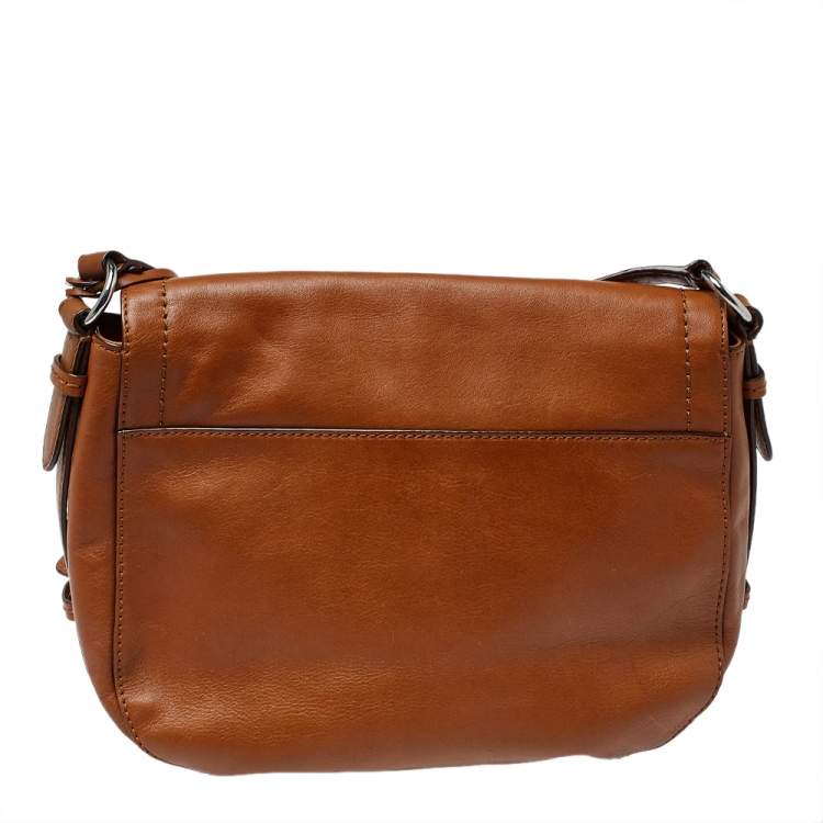 Pre Owned Lauren Ralph Lauren Brown Leather Messenger Bag
