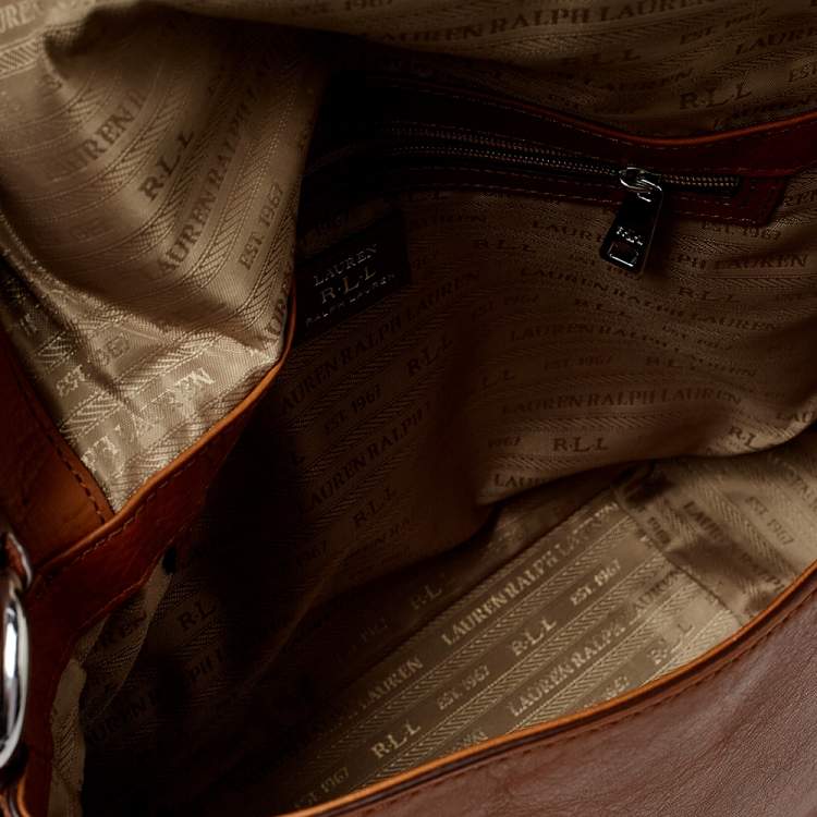 Pre Owned Lauren Ralph Lauren Brown Leather Messenger Bag