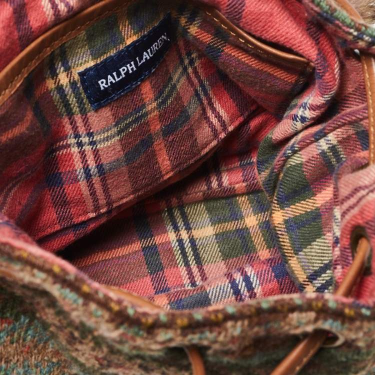 Pre Owned Ralph Lauren Multicolor Faux Fur Flap And Crochet Drawstring Bucket Bag