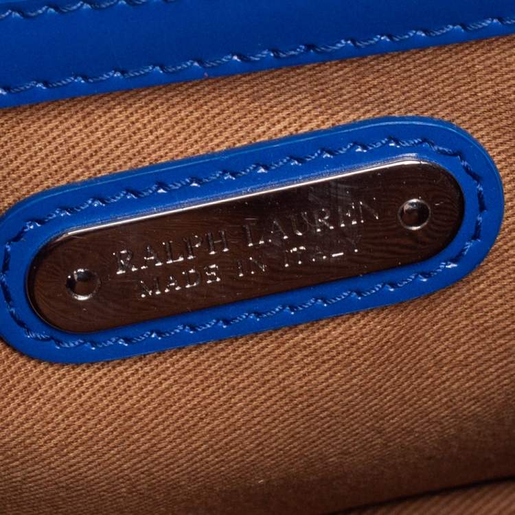 مملوكة مسبقًا Ralph Lauren Blue Patent Leather Stirrup Flap Shoulder Bag