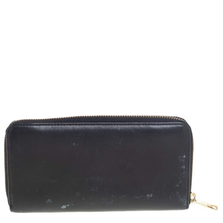Pre Owned Ralph Lauren Black Leather Zip Around Wallet