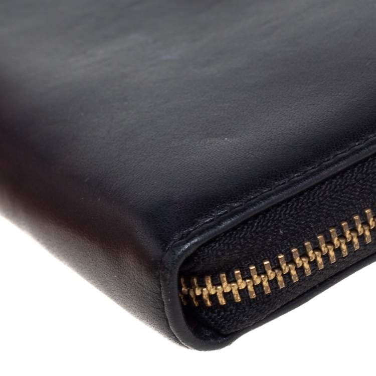 Pre Owned Ralph Lauren Black Leather Zip Around Wallet