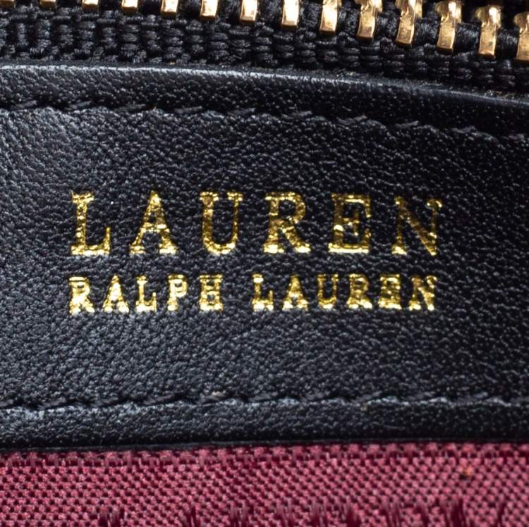 Pre Owned Ralph Lauren Black Leather Zip Around Wallet