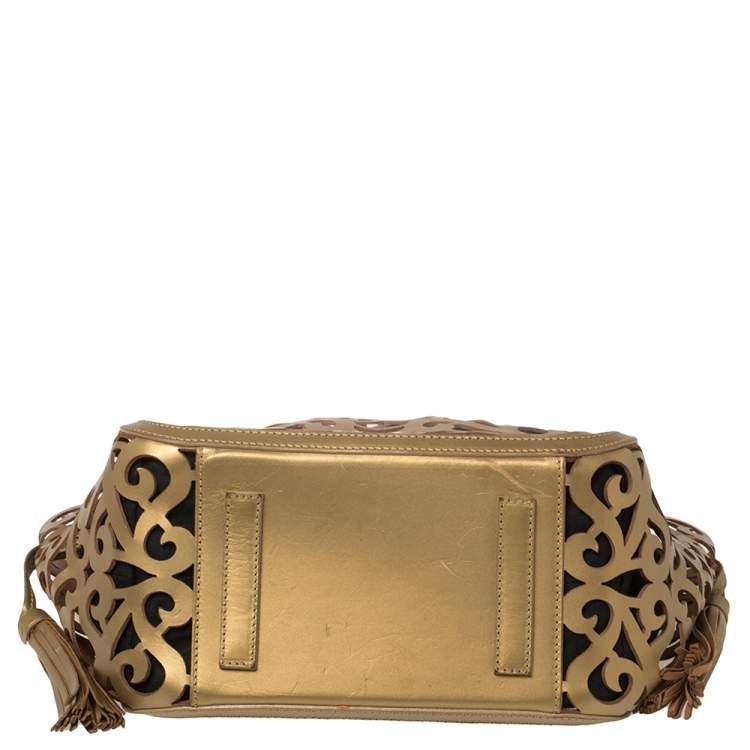 Pre Owned Ralph Lauren Gold Leather Vachetta Scroll Tote
