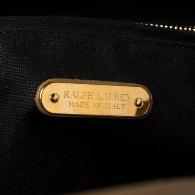 Pre Owned Ralph Lauren Gold Leather Vachetta Scroll Tote