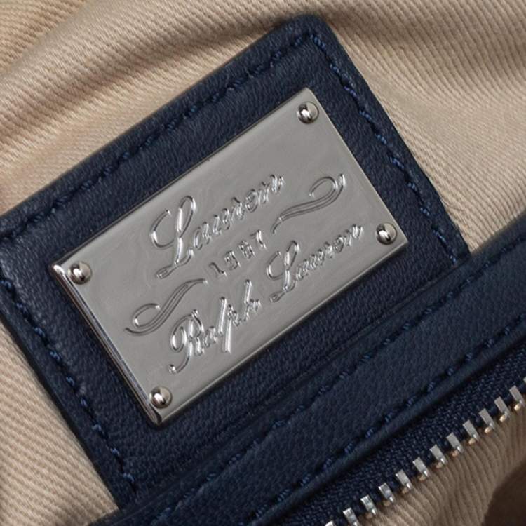 Pre Owned Ralph Lauren Blue Quilted Leather Zip Satchel