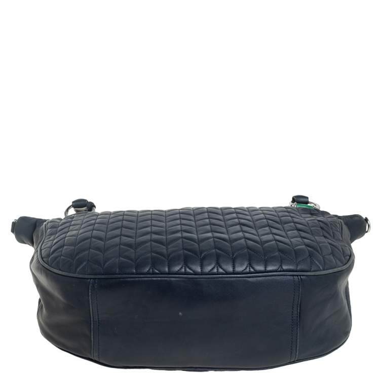 Pre Owned Ralph Lauren Blue Quilted Leather Zip Satchel