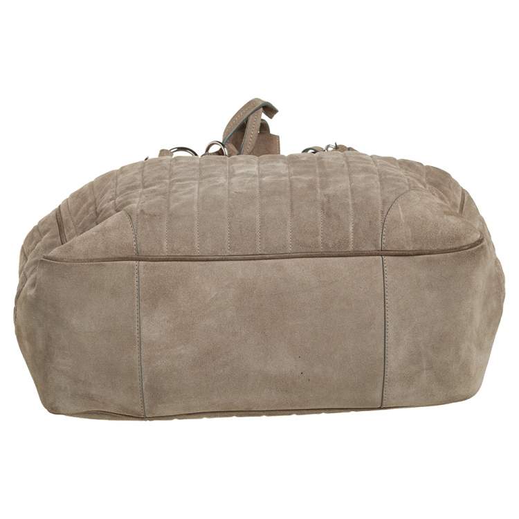 Pre Owned Ralph Lauren Grey Suede Drawstring Tote