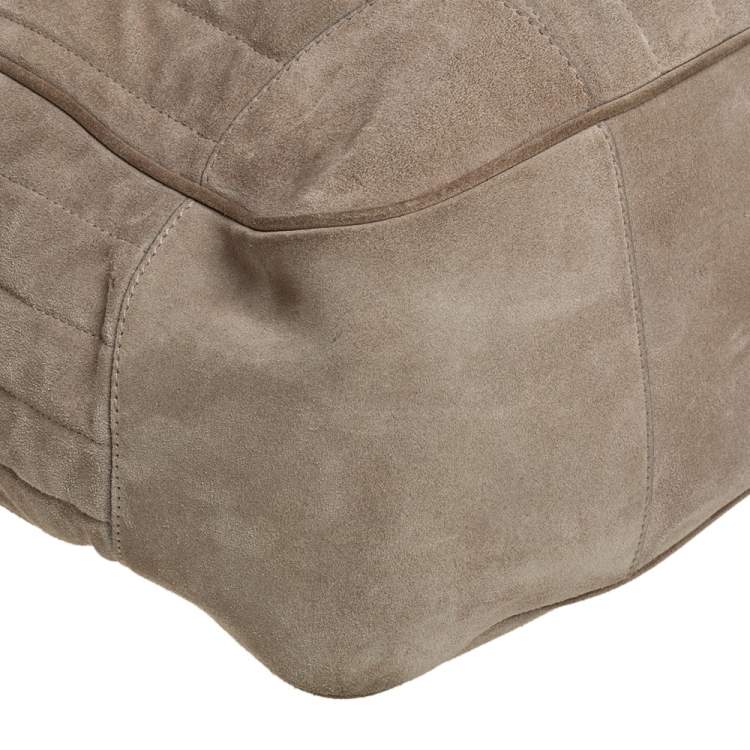 Pre Owned Ralph Lauren Grey Suede Drawstring Tote