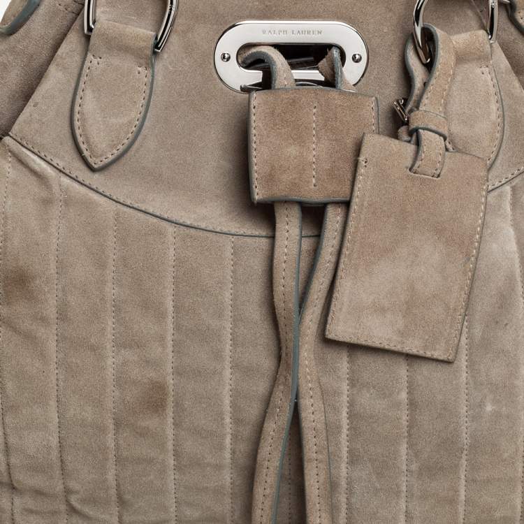 Pre Owned Ralph Lauren Grey Suede Drawstring Tote