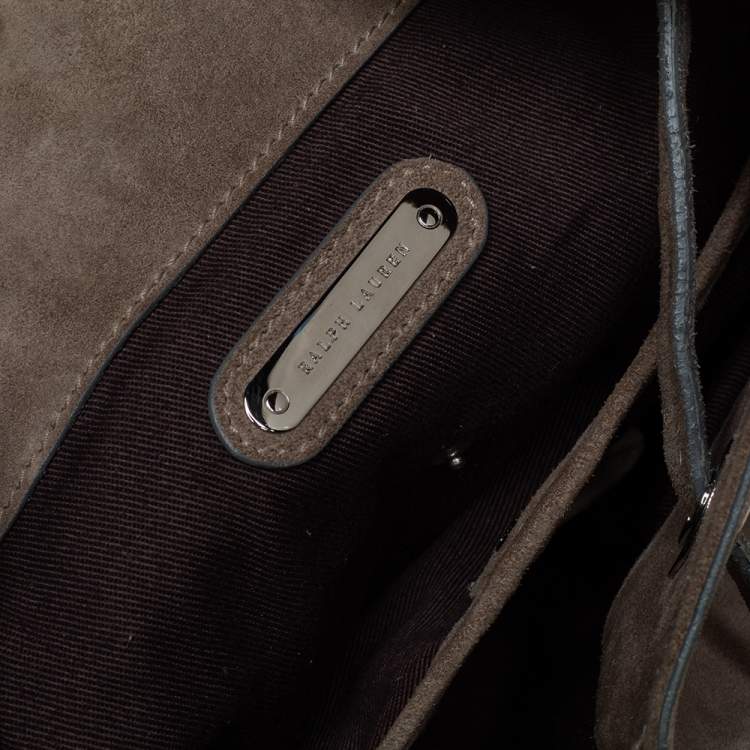 Pre Owned Ralph Lauren Grey Suede Drawstring Tote
