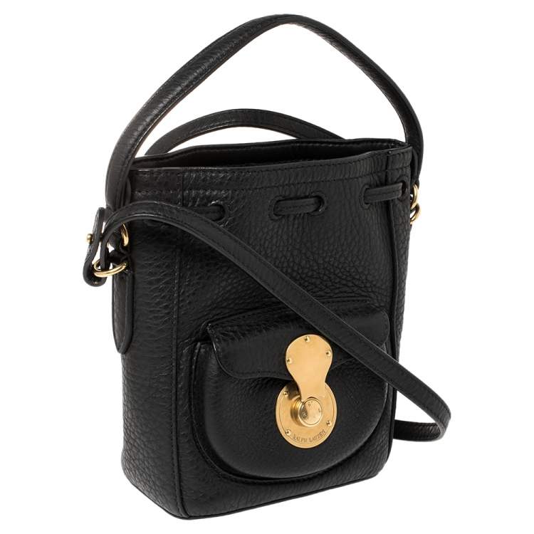 Pre Owned Ralph Lauren Black Leather Ricky Drawstring Bucket Bag