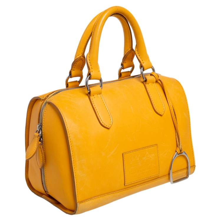 Pre Owned Ralph Lauren Mustard Leather Stirrup Boston Bag
