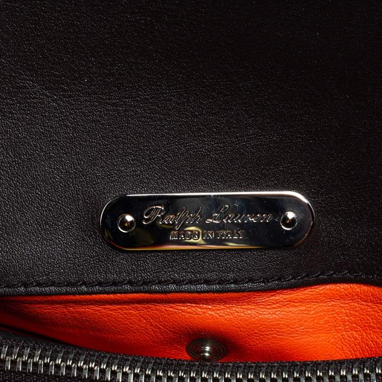 Pre Owned Ralph Lauren Dark Brown Leather Ricky ID Chain Shoulder Bag