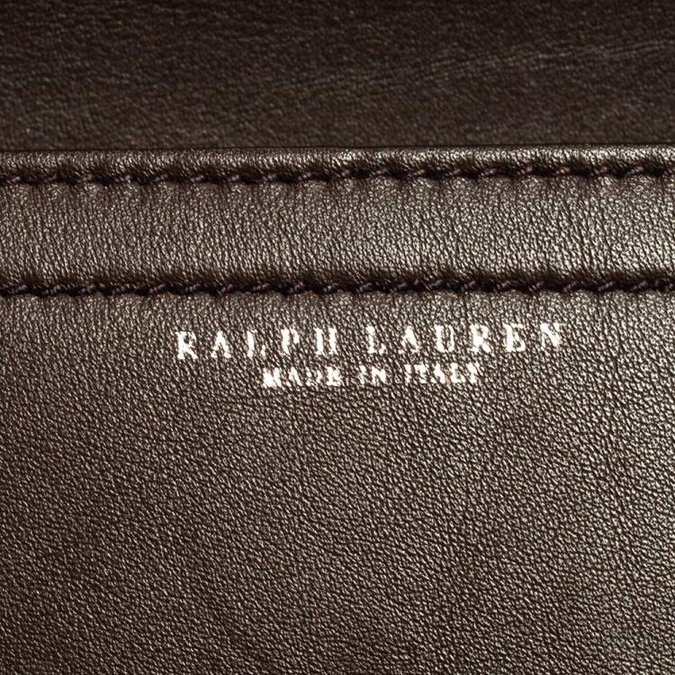 Pre Owned Ralph Lauren Dark Brown Leather Ricky ID Chain Shoulder Bag
