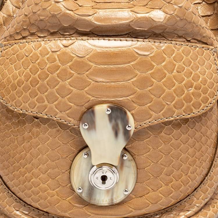 Pre Owned Ralph Lauren Beige Python Ricky Drawstring Bucket Bag