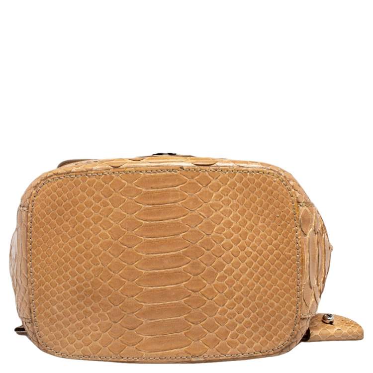 Pre Owned Ralph Lauren Beige Python Ricky Drawstring Bucket Bag