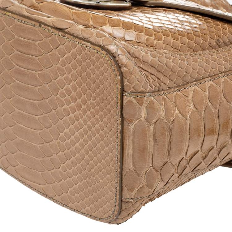 Pre Owned Ralph Lauren Beige Python Ricky Drawstring Bucket Bag