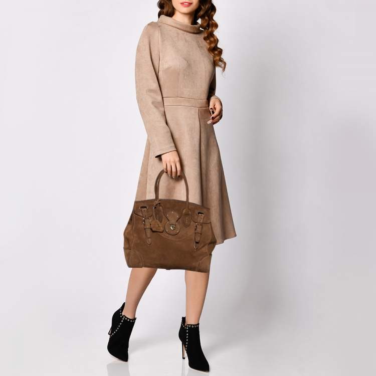 Pre Owned Ralph Lauren Brown Nubuck Leather Ricky Tote