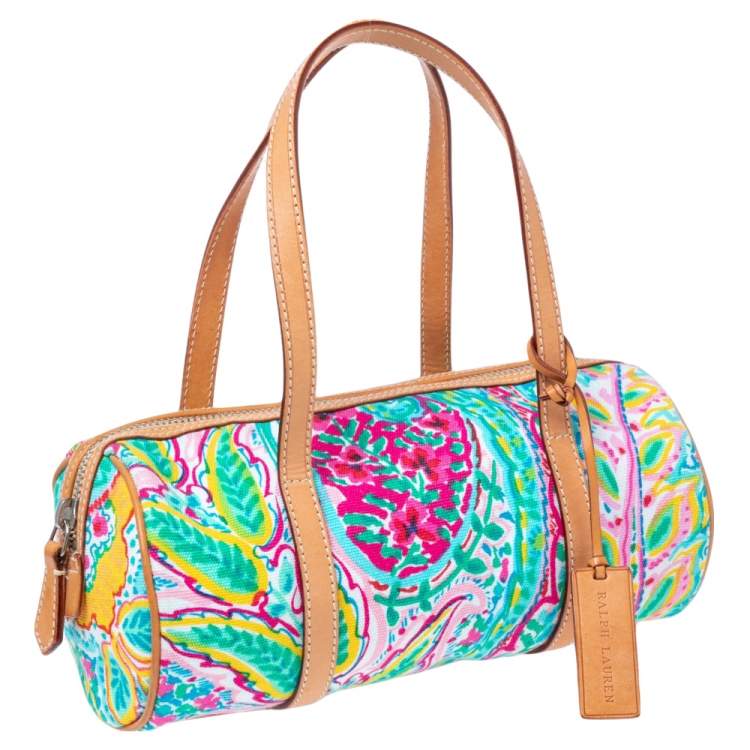 Pre Owned Ralph Lauren Multicolor Floral Print Canvas Small Boston Bag