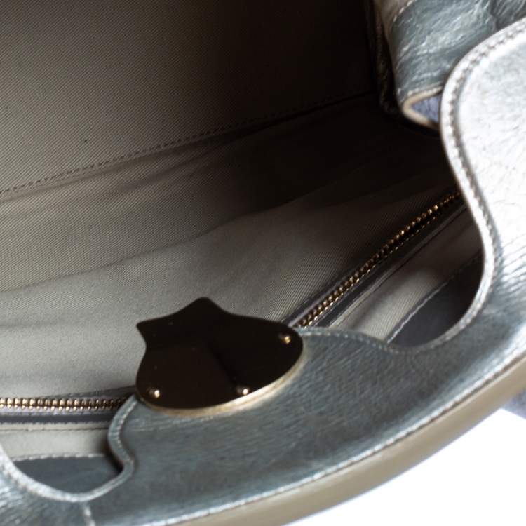 مملوكة مسبقًا Ralph Lauren Metallic Grey Leather Ricky Tote