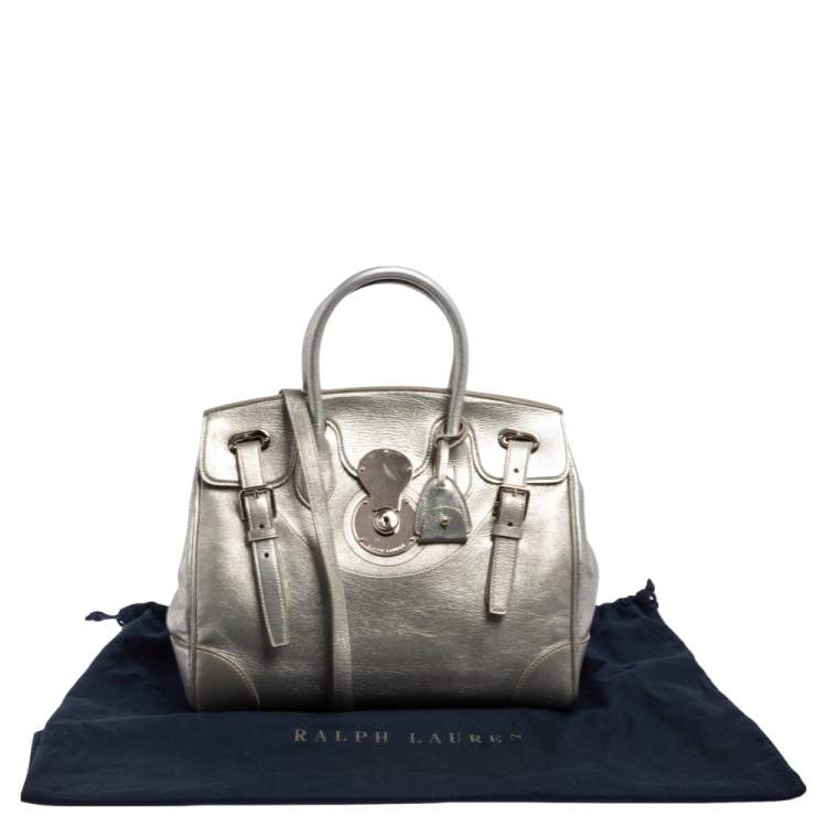 مملوكة مسبقًا Ralph Lauren Metallic Grey Leather Ricky Tote