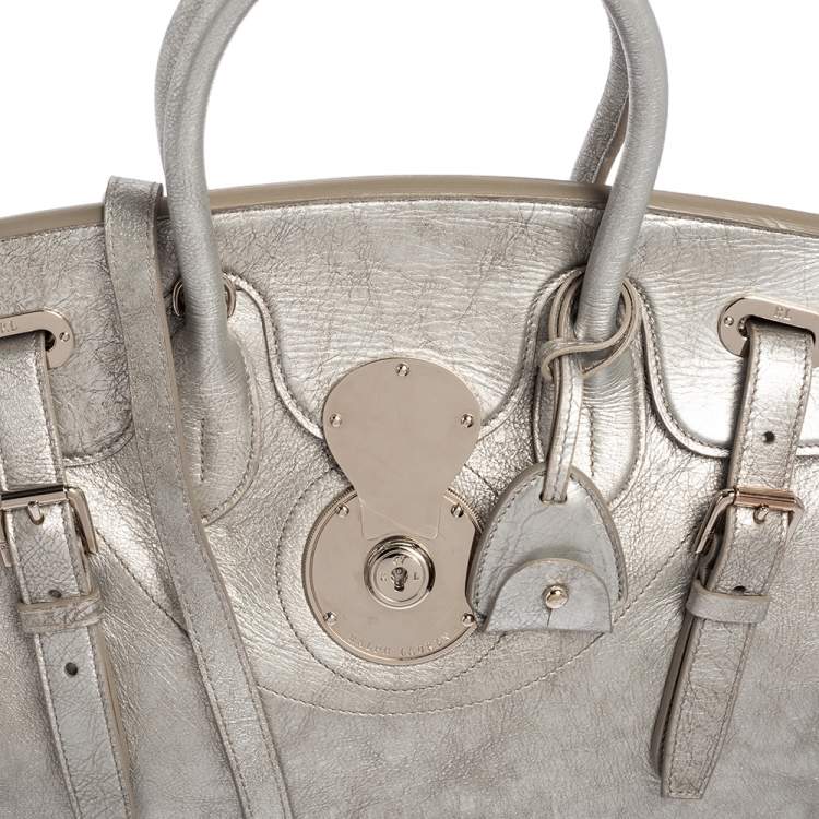 مملوكة مسبقًا Ralph Lauren Metallic Grey Leather Ricky Tote