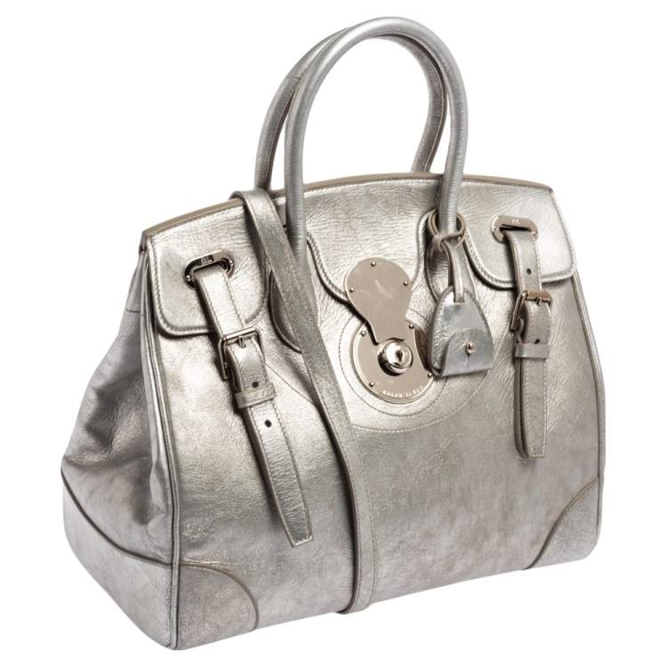مملوكة مسبقًا Ralph Lauren Metallic Grey Leather Ricky Tote