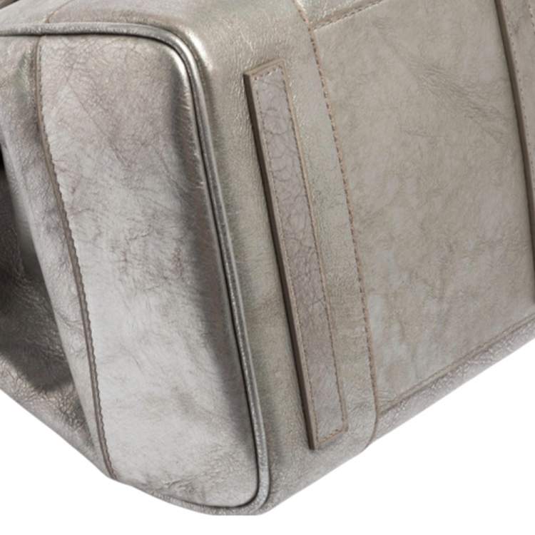 مملوكة مسبقًا Ralph Lauren Metallic Grey Leather Ricky Tote