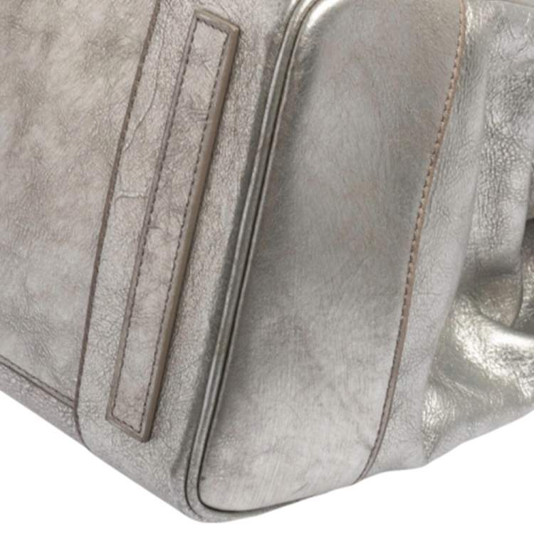 مملوكة مسبقًا Ralph Lauren Metallic Grey Leather Ricky Tote