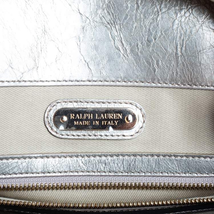 مملوكة مسبقًا Ralph Lauren Metallic Grey Leather Ricky Tote