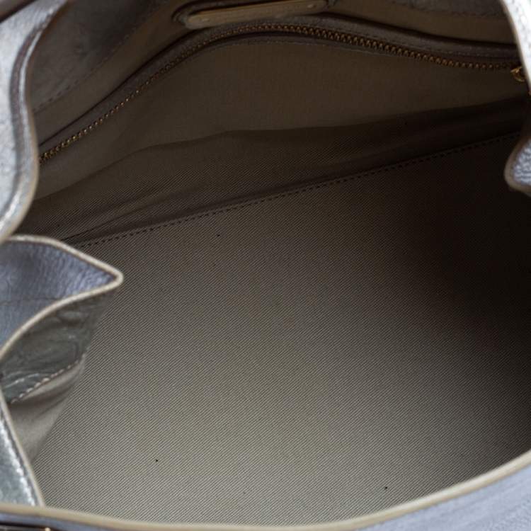 مملوكة مسبقًا Ralph Lauren Metallic Grey Leather Ricky Tote