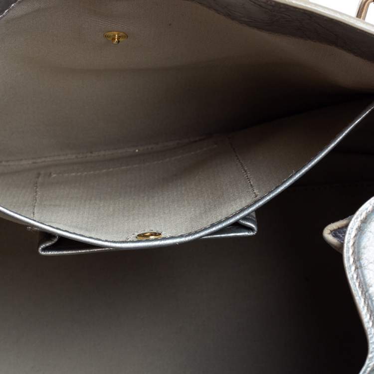 مملوكة مسبقًا Ralph Lauren Metallic Grey Leather Ricky Tote
