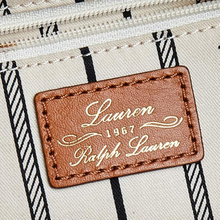 Pre Owned Ralph Lauren Black/Brown Equestrian Print PVC And Leather Shopper Tote